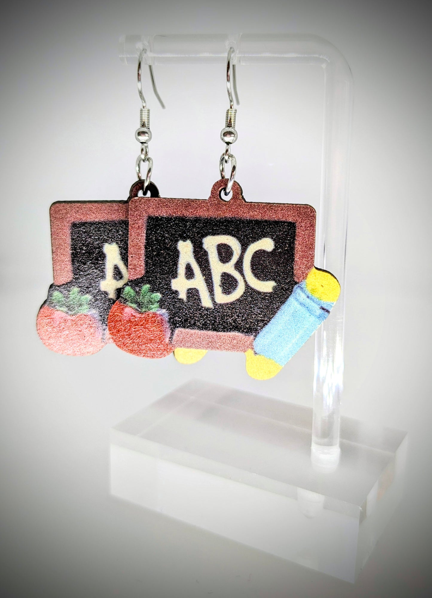 Chalkboard Earrings with Pencil and an Apple!